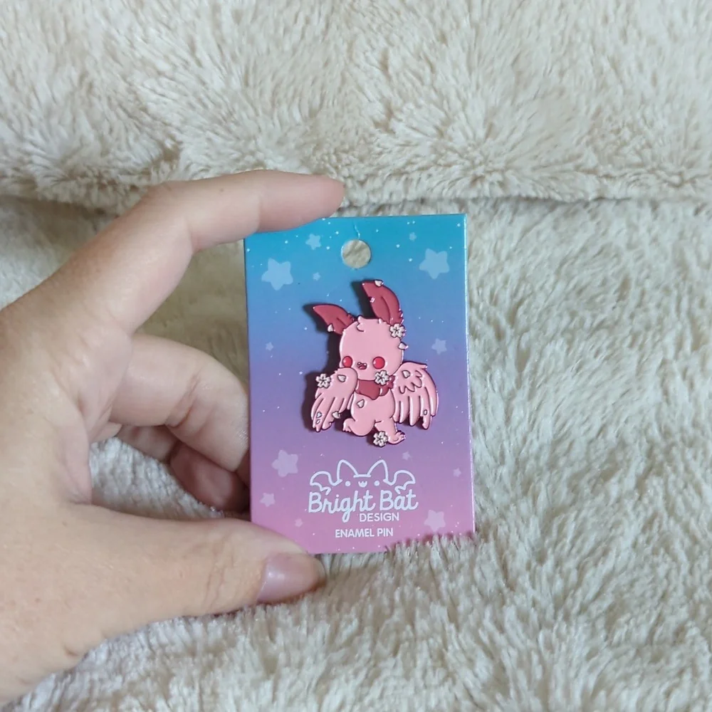 ✨2/$12✨Kawaii Pink Bat Monster Cute Enamel Pin - Picture 3 of 4
